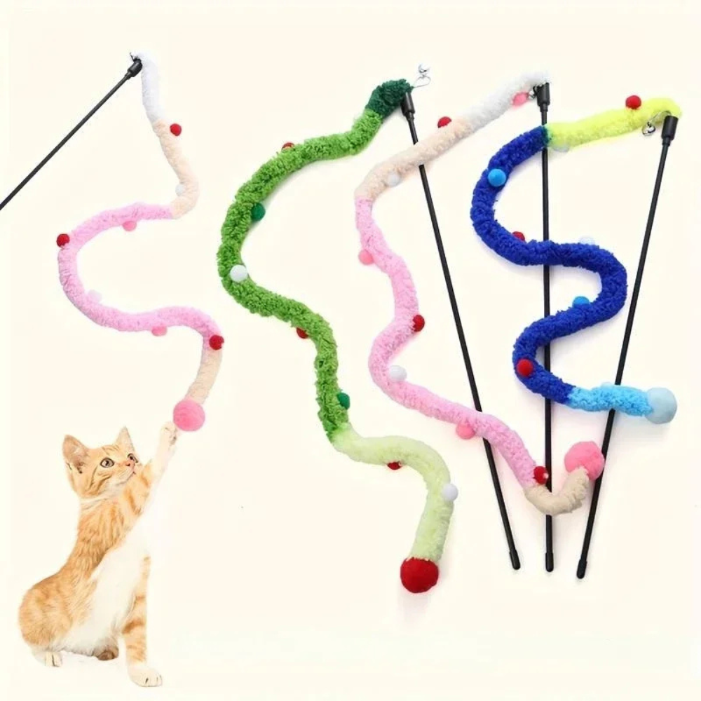Plush Cat Toy with Flexible Wand