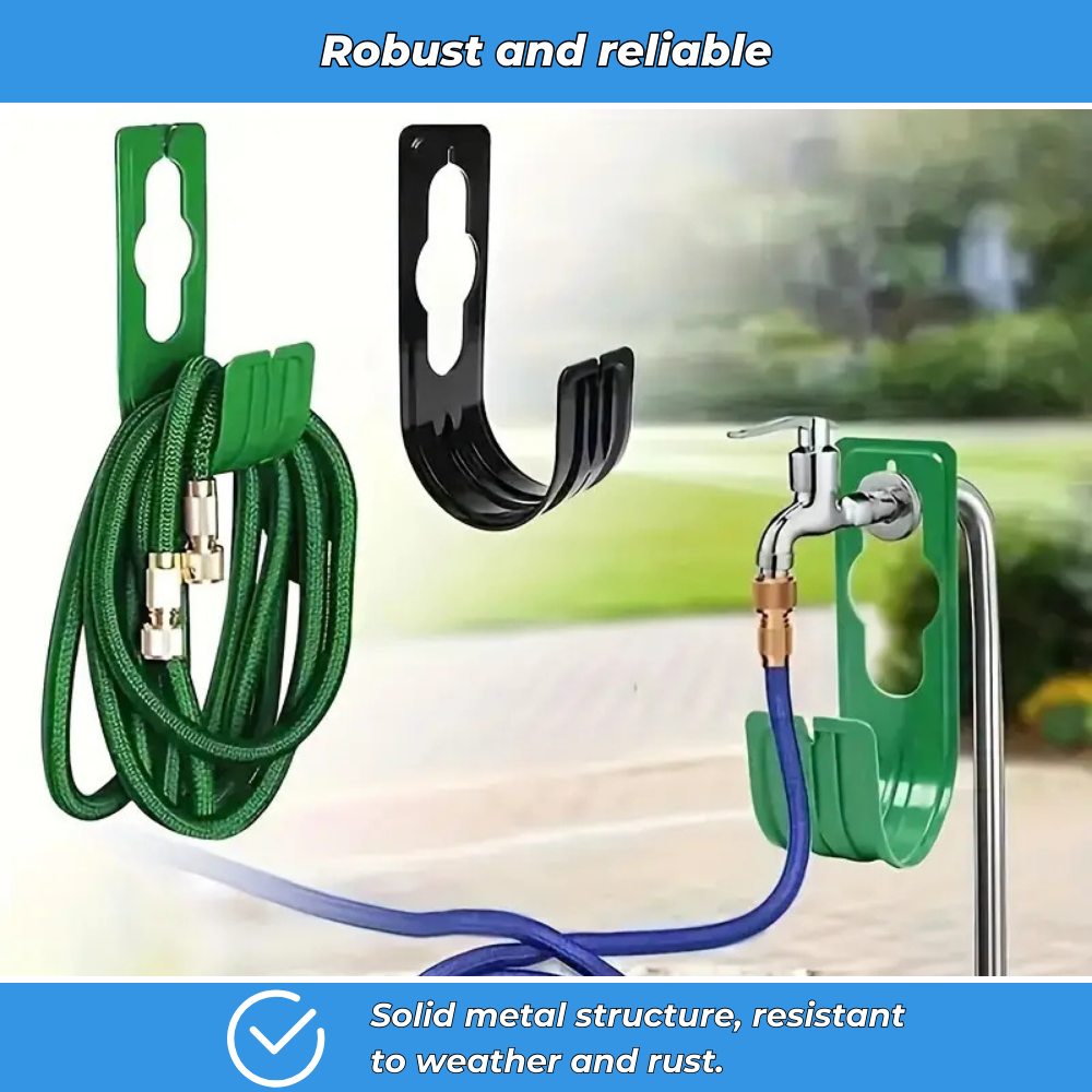 Extendable metal wall-mounted hose rack