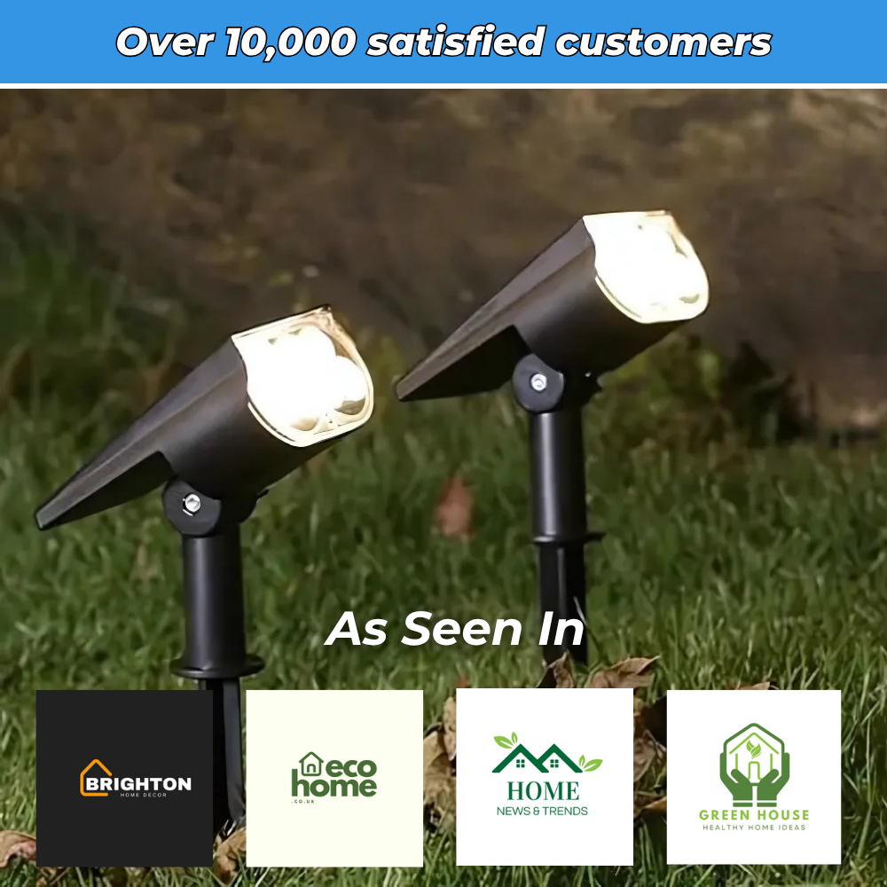 Set of 4 solar-powered garden spotlights on poles