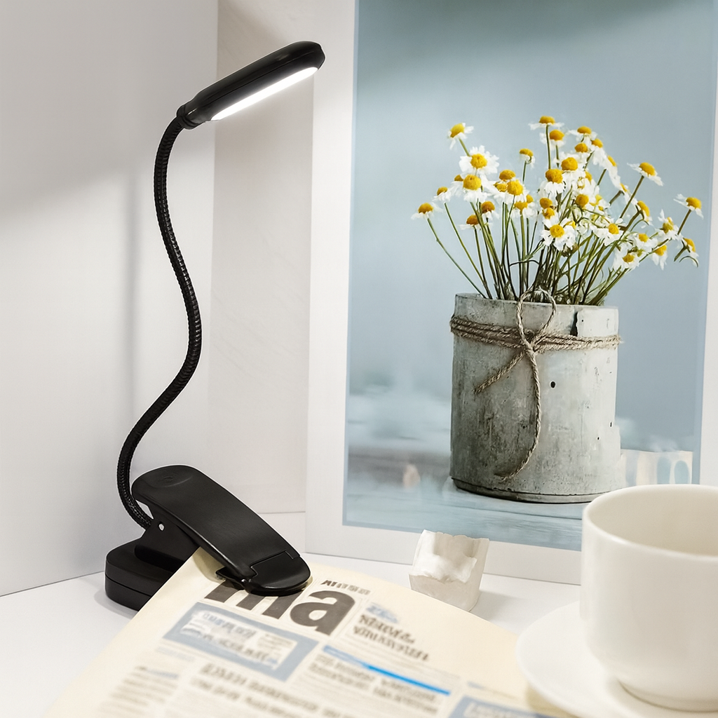 Lumeo | Clip-On Adjustable LED Reading Light for Book, Desk and Bedside