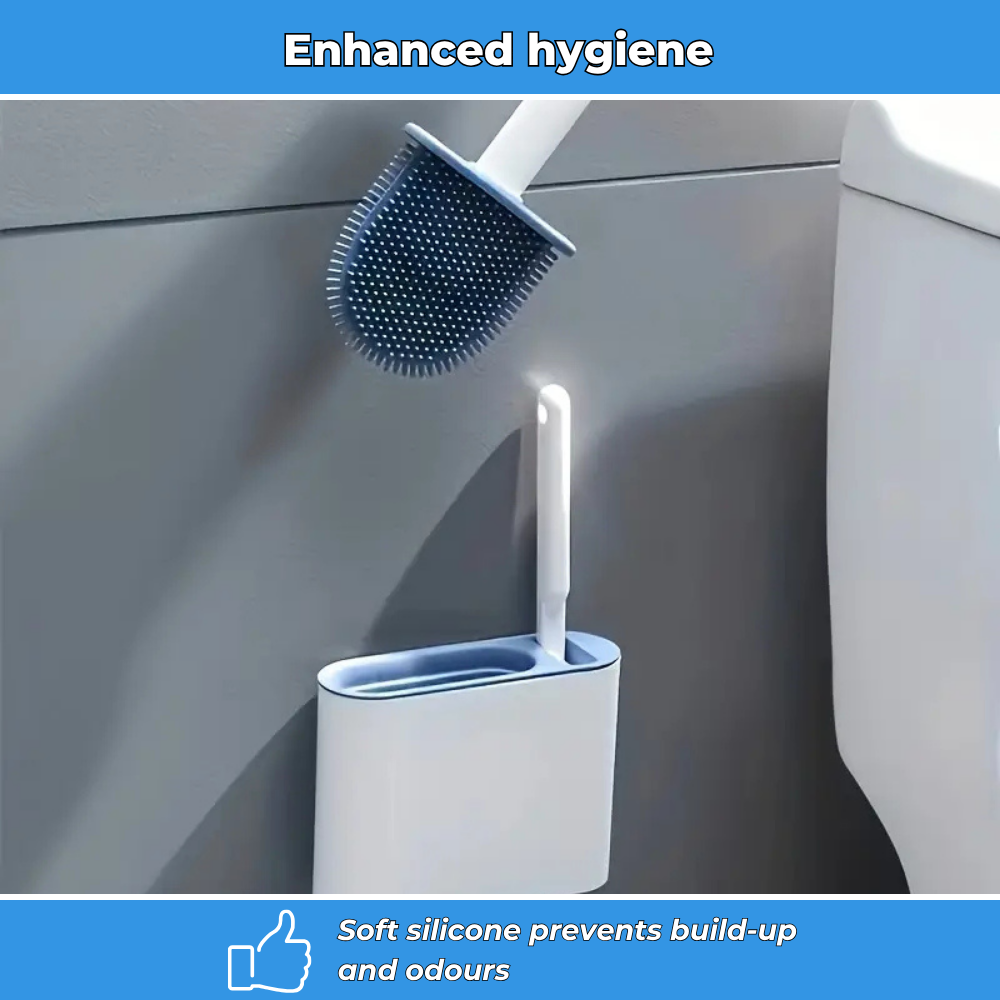 Wall-mounted silicone toilet brush – Set of 2 with holder
