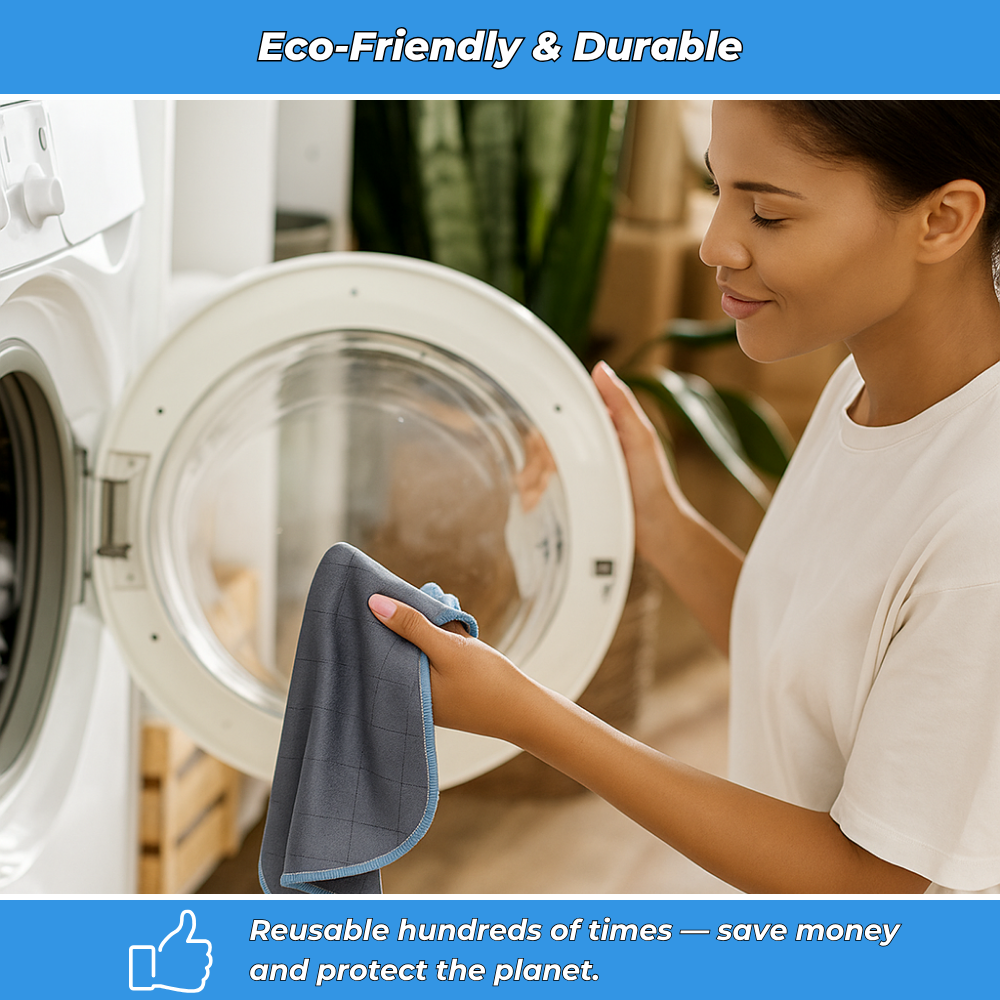 Carbon Microfibre Cleaning Cloths for Home – Pack of 3, Streak-Free Window & Surface Cleaning