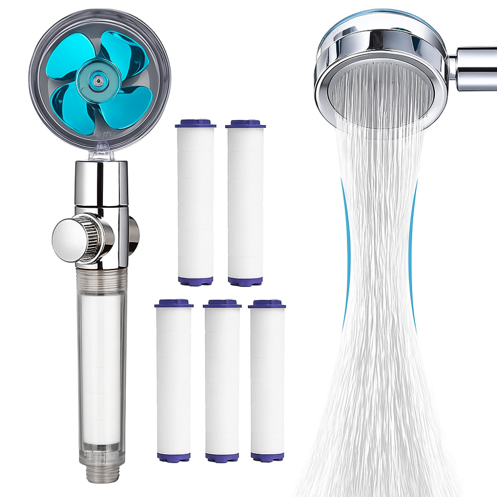 AquaPure – Adjustable Pressure Shower Head with 5 Included Filters