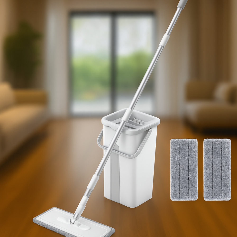 CrystalMop Flat Mop with 360° Spin Bucket