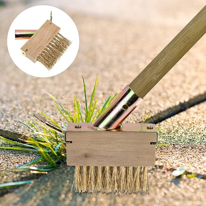 Weed Remover Tool with V-shaped Wire Brush &amp; Blade Scraper