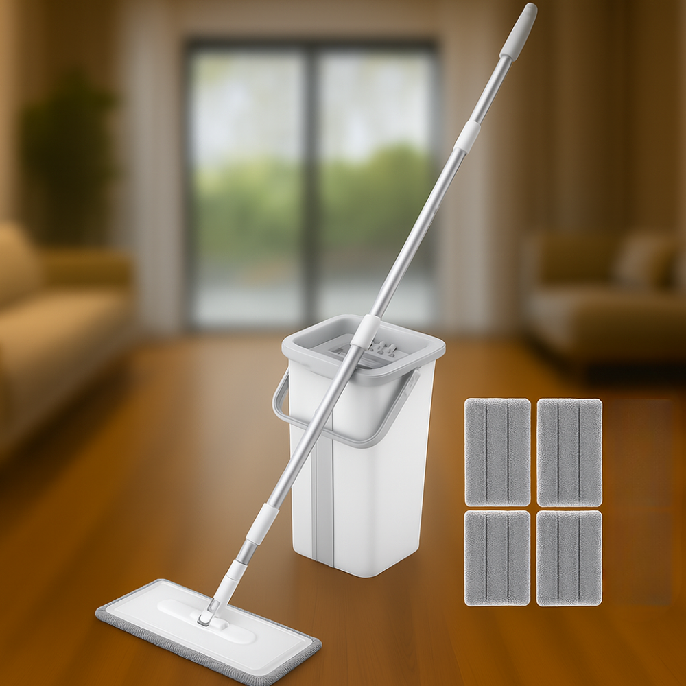 CrystalMop Flat Mop with 360° Spin Bucket