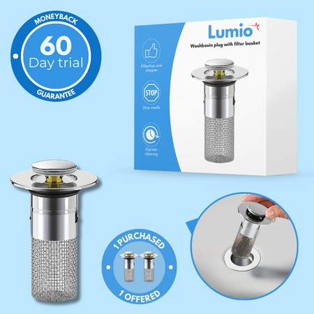 Washbasin plug with filter basket