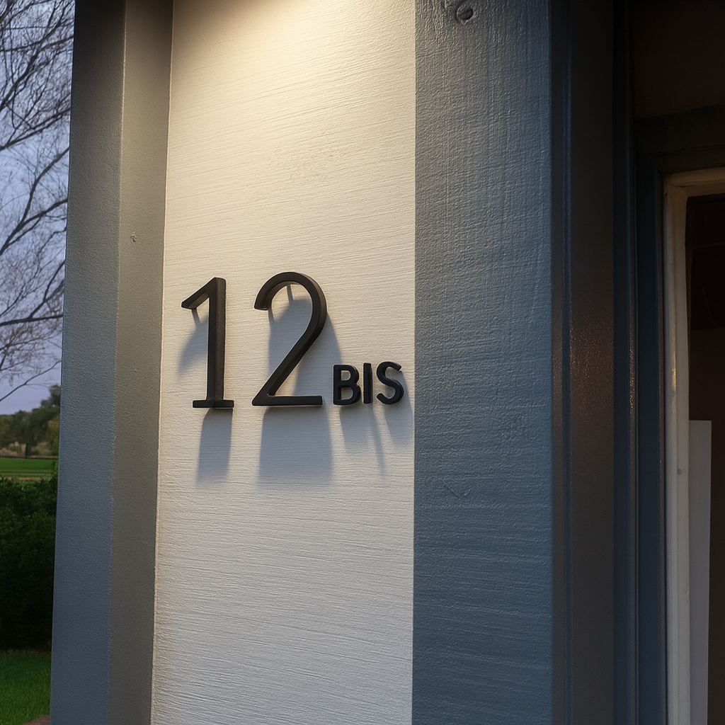 Stainless steel house number plaque to fix, modern black outdoor design