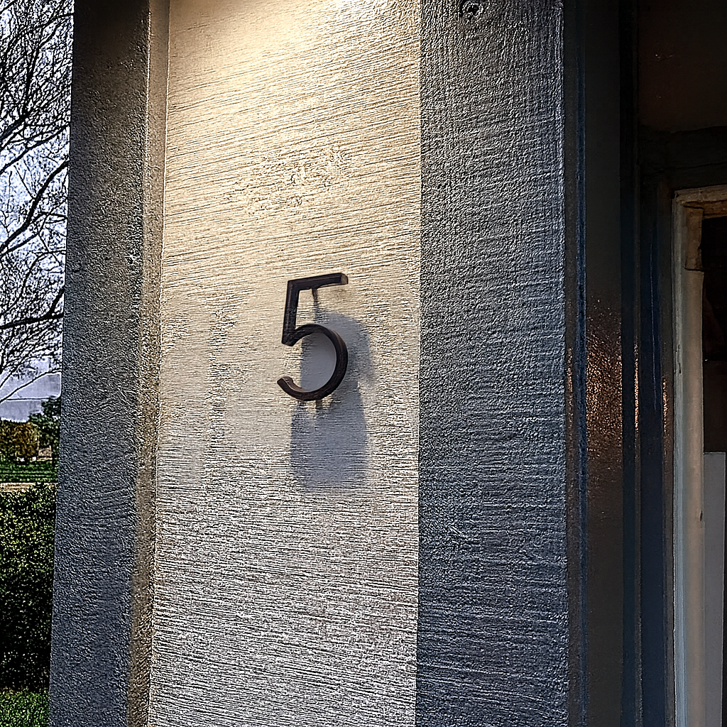 Stainless steel house number plaque to fix, modern black outdoor design