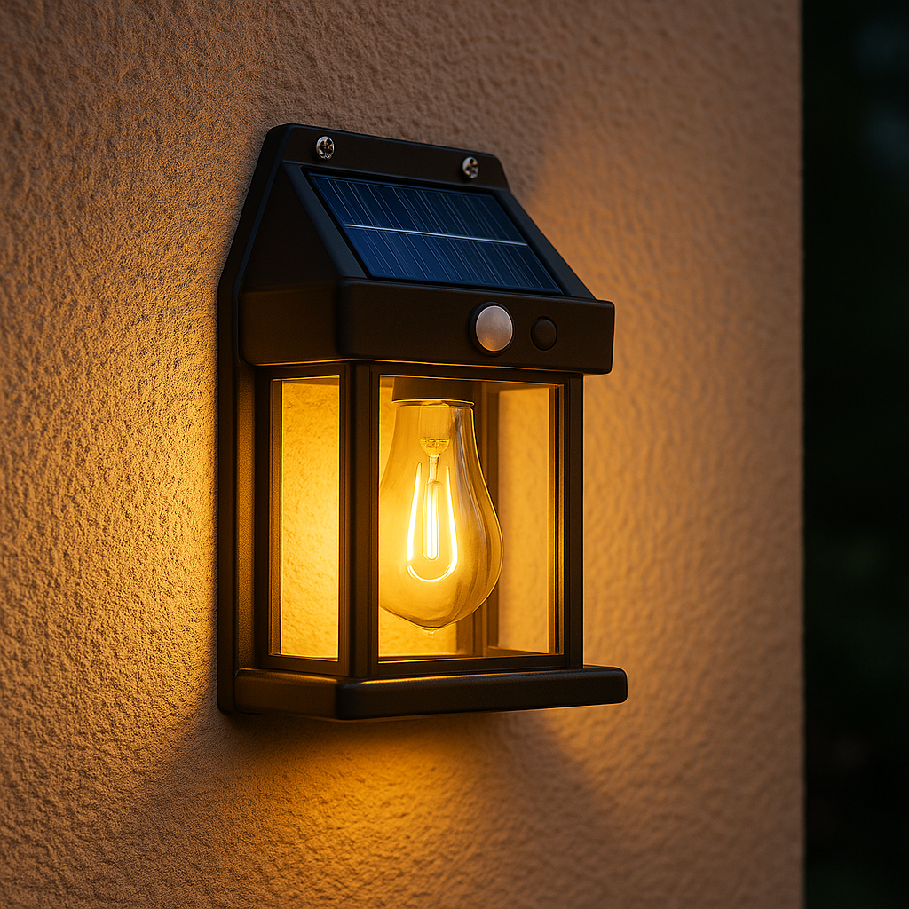 Solar-powered detection wall light