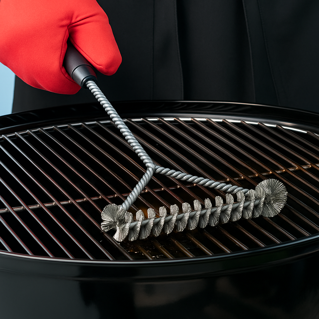 Stainless steel barbecue brush with long handle