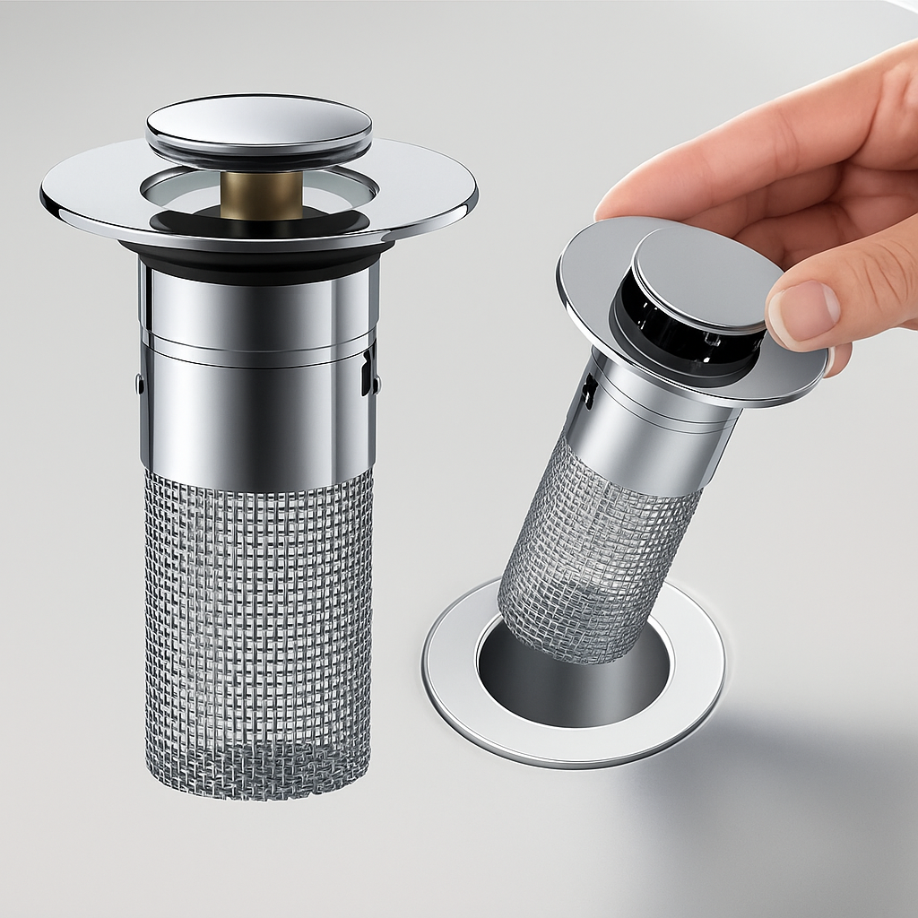 Washbasin plug with filter basket