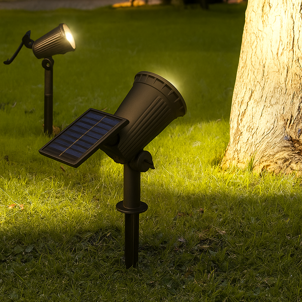 Outdoor solar LED spotlight, adjustable and waterproof